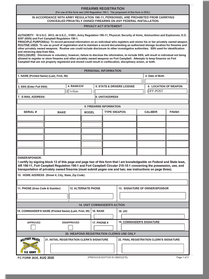 Forms Fort Campbell Isportsman